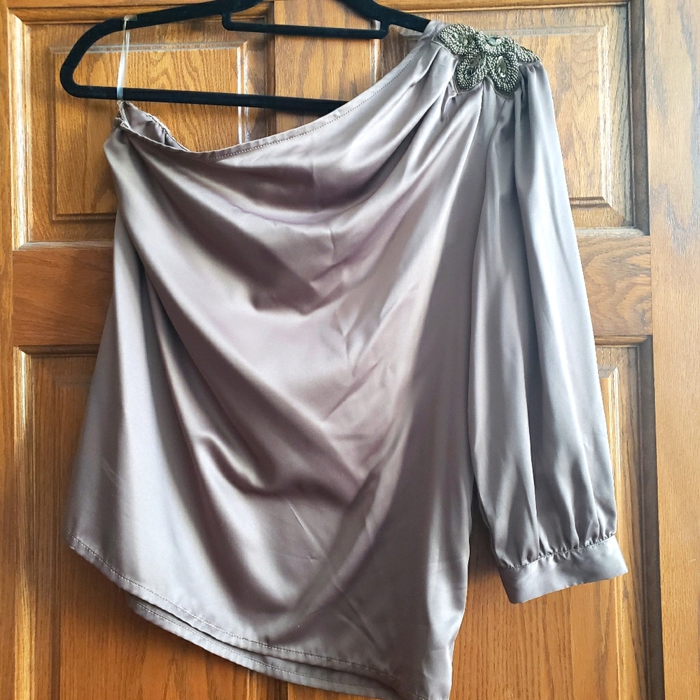 One sleeve/shoulder embellished blouse
